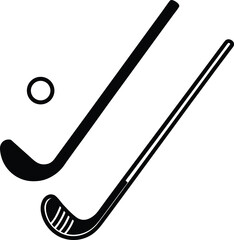Hockey Sticks and Puck Silhouette Icon