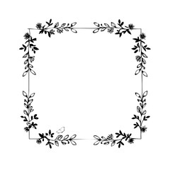 Elegant Floral Square Frame with Delicate Botanical Embellishments, Perfect for Invitations and Stationery