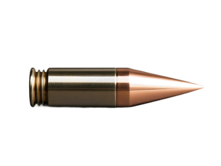 Closeup of a bullet isolated on transparent background