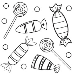 Halloween Candy Coloring Page Seamless
