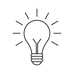 light bulb with rays line art