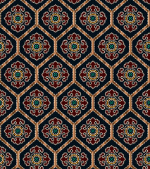 Abstract seamless color full traditional paisley fabric effect  ajrakh print ornament bunch pattern background design