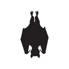 Hanging bat silhouette vector flat illustration design on white background