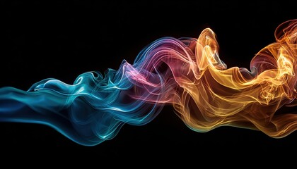 Obraz premium Vibrant swirling waves of colorful smoke against a dark backdrop showcasing a dynamic blend of hues and shades to create a captivating visual experience