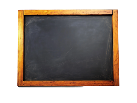 Blank vintage blackboard in wooden frame isolated on transparent background