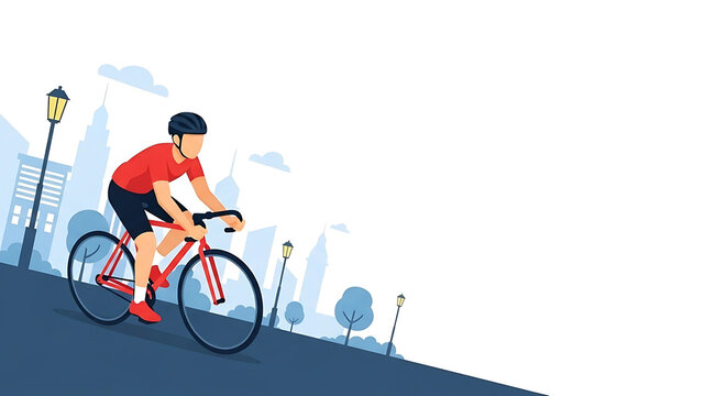 Stylized cyclist navigates urban landscape, evoking feelings of motion, fitness, and city exploration, with a sense of freedom and open air, capturing the spirit of an active lifestyle - Powered by Adobe