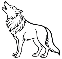 Vector drawing of a black silhouette of a wild dog sketch illustration