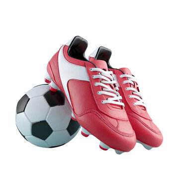 Vivid 3D Render of Soccer Ball and Cleats Showcasing Sports Gear Aesthetic