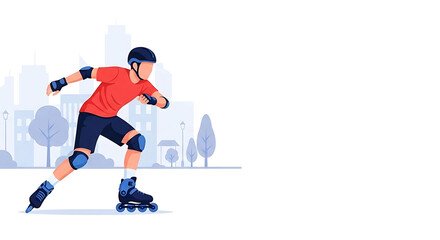 Obraz premium Inline skating offers a fun way to exercise and explore the city, promoting cardiovascular health, balance, and coordination, perfect for an active outdoor experience
