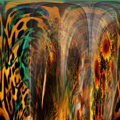 Colorful fashion print leopard designs.Fabric fashion pattern.Wave textile print design,illustration.Fractal colorful pattern.Print pattern illustration.New season fabric print.Textile fashion pattern