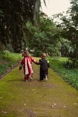 family walking in the park