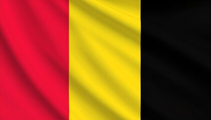 Belgian flag with vertical black, yellow, and red stripes.