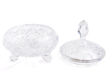 Crystal Dishes on a White Background
