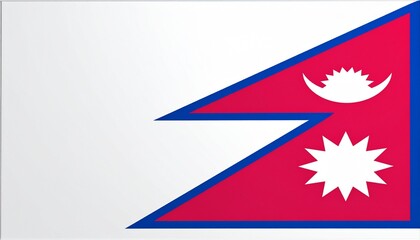 Flag of Nepal with two stacked red triangles bordered in blue, featuring white moon and sun symbols.