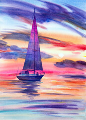 purple sunset in the sea