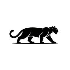 Obraz premium Silhouette of powerful panther walking with elegance and grace in a minimalist vector style design
