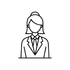 Professional Businesswoman Avatar. Minimalist design of a female professional, ideal for representing users, employees, or corporate roles. Conveys competence and modern elegance.