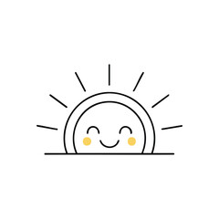 Happy Sun Emerging Icon. A delightful character, reminiscent of a dawning star, peeks from below. This simple graphic conveys optimism, new beginnings, and warmth.
