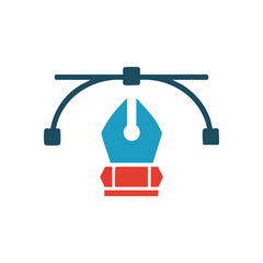 Vector Pen Tool Creative Icon. This graphic depicts a drafting tool and curved path, symbolizing digital design, precise artistry, and imaginative expression. Ideal for technological and artistic.