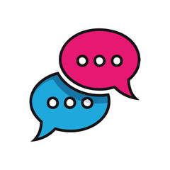 Vibrant Chat Bubbles Dialogue. Colorful speech indicators portraying online discourse and social network interaction. This graphic represents discussion, messaging, and digital engagement.