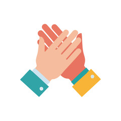 Obraz premium Applause Hands Celebration Icon. Colorful graphic of two palms expressing commendation and cheer. Symbolizes achievement, shared joy, and audience appreciation.