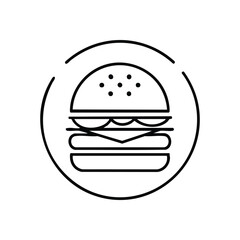 Classic Burger Icon Design. A clean graphic depicting a delicious sandwich, perfect for menus or quick food applications. This elegant emblem symbolizes convenience and satisfying meals.