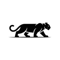 Obraz premium Silhouette of a stealthy black panther in prowling pose ideal for wildlife graphic design