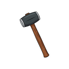 Powerful Sledgehammer Illustration. Vibrant graphic of a robust striking tool, symbolizing strength, impact, and hard work. Ideal for construction, DIY, or maintenance projects.