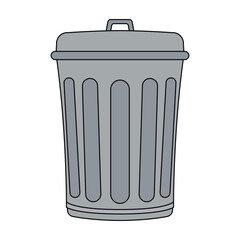 Metal Trash Can with Lid Vector Illustration. The simple yet detailed style makes it perfect for waste management, recycling, cleanliness and environmental themed projects.