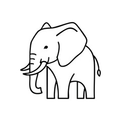 Minimalist Elephant Outline Icon. An elegant graphic representation of this majestic creature, featuring a crisp white contour on a dark backdrop. Evokes wisdom, strength, and peaceful spirit.