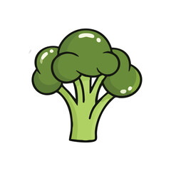 Fresh Broccoli Cartoon Style. A delightful green vegetable drawing on a dark background. This wholesome produce exemplifies nutrition and encourages healthy dietary choices.