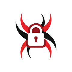 Cyber Security Padlock Symbol. Illustrates robust digital protection and access control. This emblem signifies safeguarding sensitive information against internet threats and online dangers.