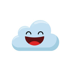 Smiling Cloud Character. This delightful sky symbol portrays pure happiness and a positive attitude. Perfect for cheerful digital designs.