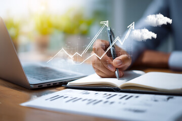 Business Professional Analyzing Digital Growth Chart – Global Sales & Marketing Visualization – Uplifting Data Trends