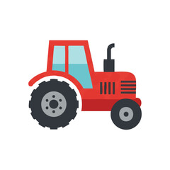 Naklejka premium Vibrant Red Farm Tractor. A bright scarlet agricultural vehicle with large wheels, excellent for educational content or playful designs. It represents rural productivity and childhood joy.
