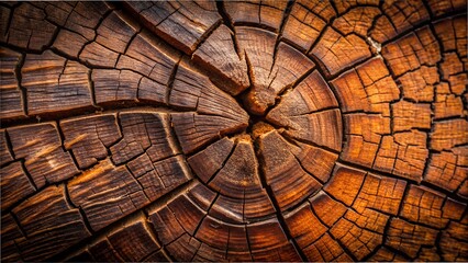 Obraz premium Detailed Close Up of a Tree Stump with Visible Growth Rings and Cracks