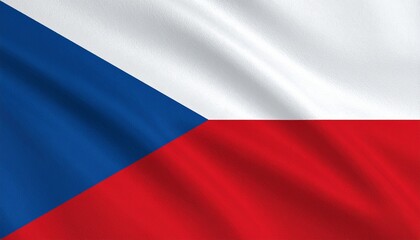 Obraz premium Czech Republic national flag with white and red horizontal bands and blue triangle.