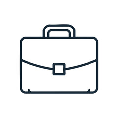 Professional Briefcase Icon Outline. Sleek, modern graphic depicting an executive satchel. This design embodies work, commerce, and official documentation.