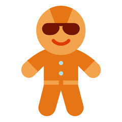 Cool gingerbread man wearing sunglasses and an orange outfit