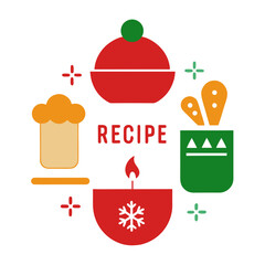 Festive recipe icons with holiday elements