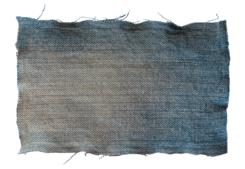 Piece of black torn denim on a white background. Denim texture