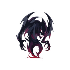 Menacing Shadow Demon with Glowing Eyes. This eerie illustration features a formidable dark phantom entity with piercing luminous gaze and sharp fangs. It symbolizes power and mystery.
