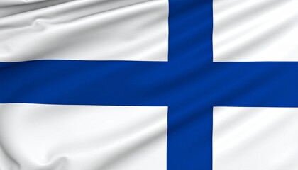 Fototapeta premium Finland’s national flag with a blue Nordic cross on a white field.