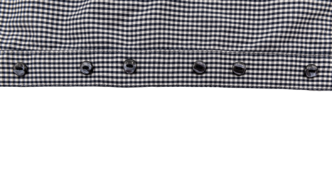 Part, piece of checkered shirt on white background. Shirt isolate