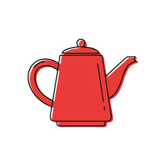 Vibrant Red Kettle Design. This bold illustration showcases a hot beverage vessel, evoking feelings of comfort, home, and warming hospitality.