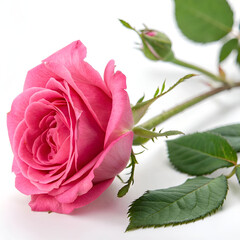 Fototapeta premium Fresh raspberry rose with vibrant red berries and delicate pink petals.