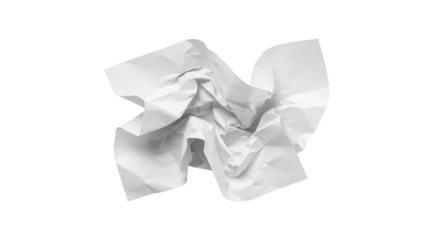 Crumpled white paper png isolated on transparent background