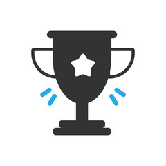 Black trophy cup with white star icon symbolizing victory and achievement