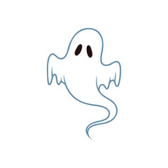 Playful Spirit Halloween Icon. Whimsical spectral phantom isolated on a dark backdrop. This charming apparition evokes a sense of fun and mystery, perfect for October holiday or costume designs.