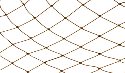 Football or tennis net. Rope mesh on a white background close-up